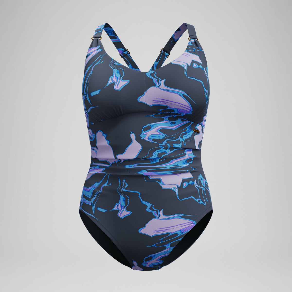 Speedo Shaping Printed V Neck Swimsuit Purple/Grey