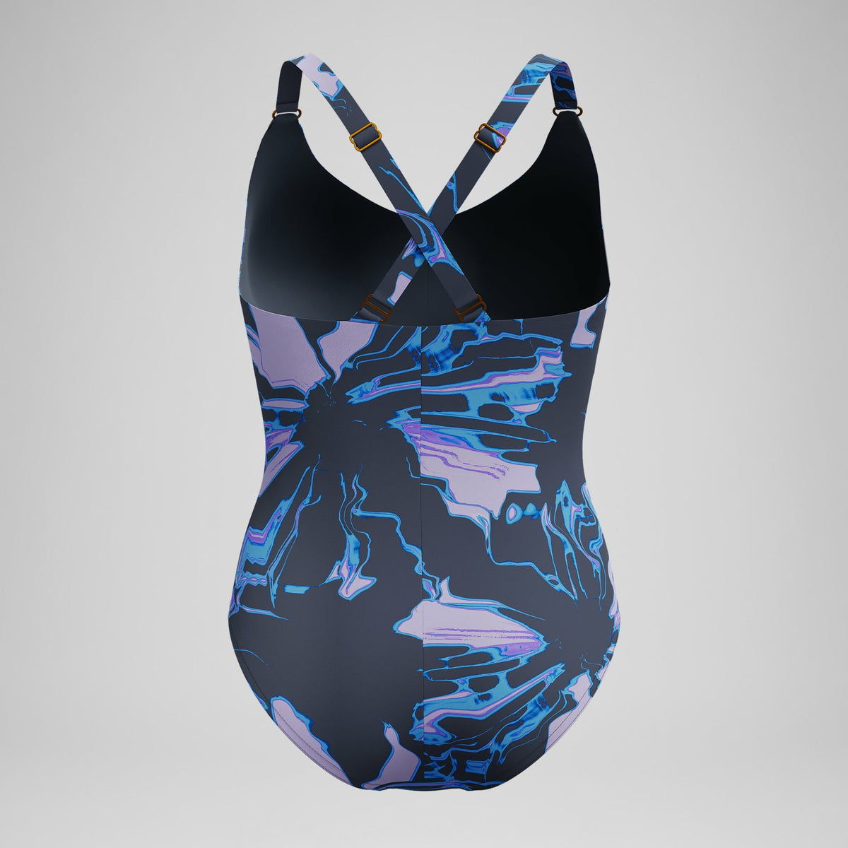Speedo Shaping Printed V Neck Swimsuit Purple/Grey