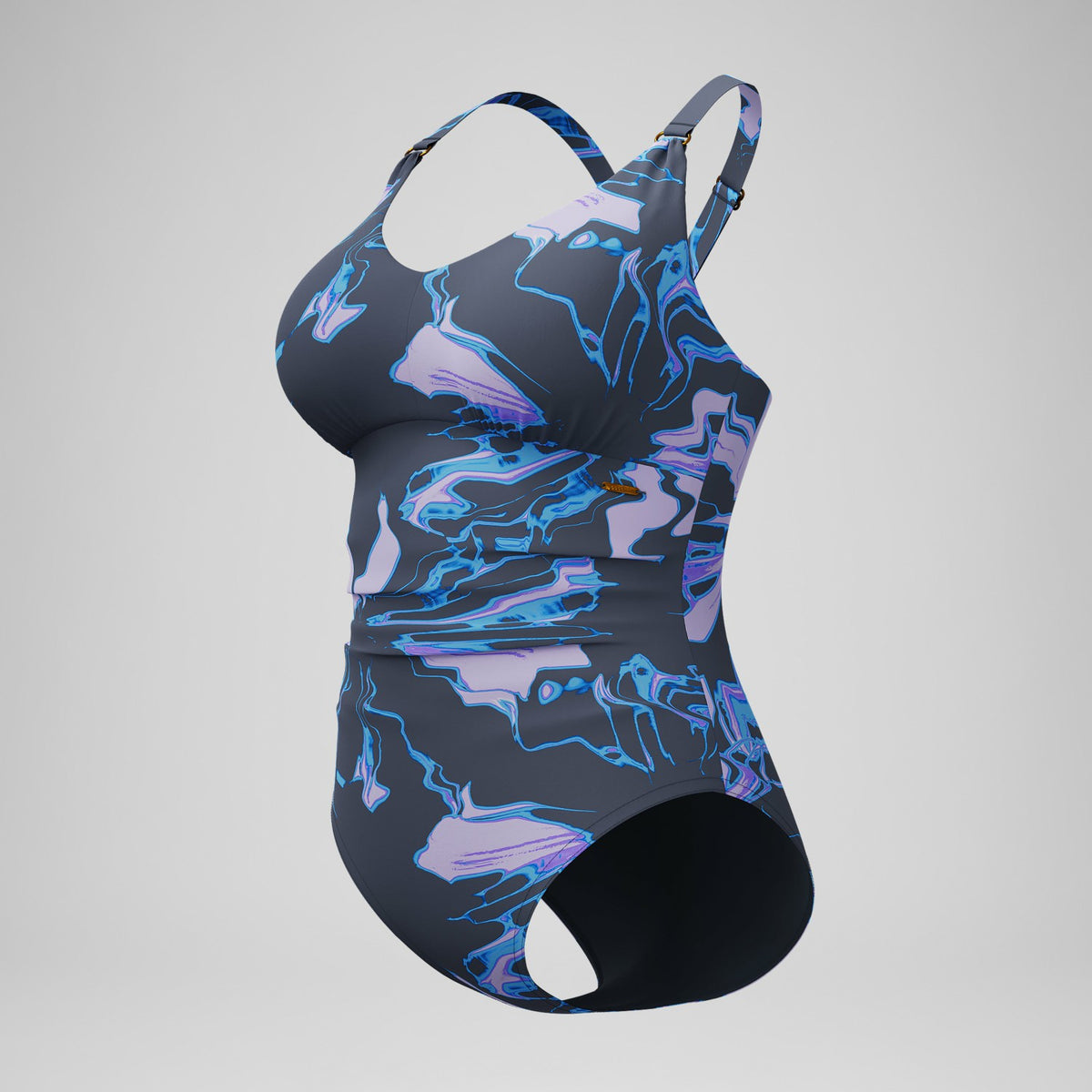 Speedo Shaping Printed V Neck Swimsuit Purple/Grey