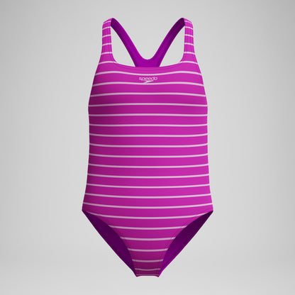 Speedo Girls' Printed Medalist Swimsuit Pink