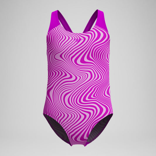Speedo Girls' Digital Printed Splashback Swimsuit Pink