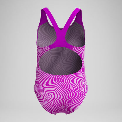 Speedo Girls' Digital Printed Splashback Swimsuit Pink
