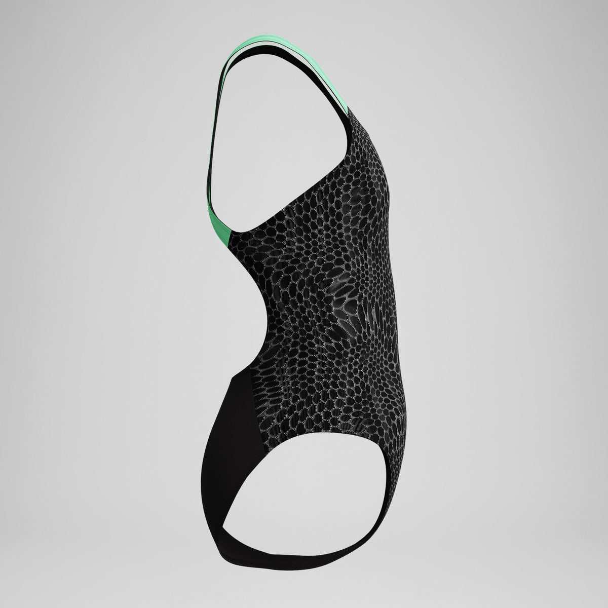 Speedo Girls Allover Powerback Swimsuit Black/Green