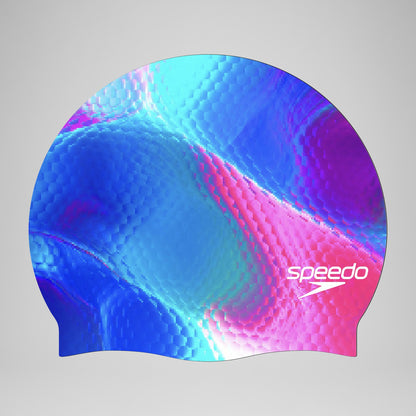 Speedo Adult Printed Silicone Cap Blue