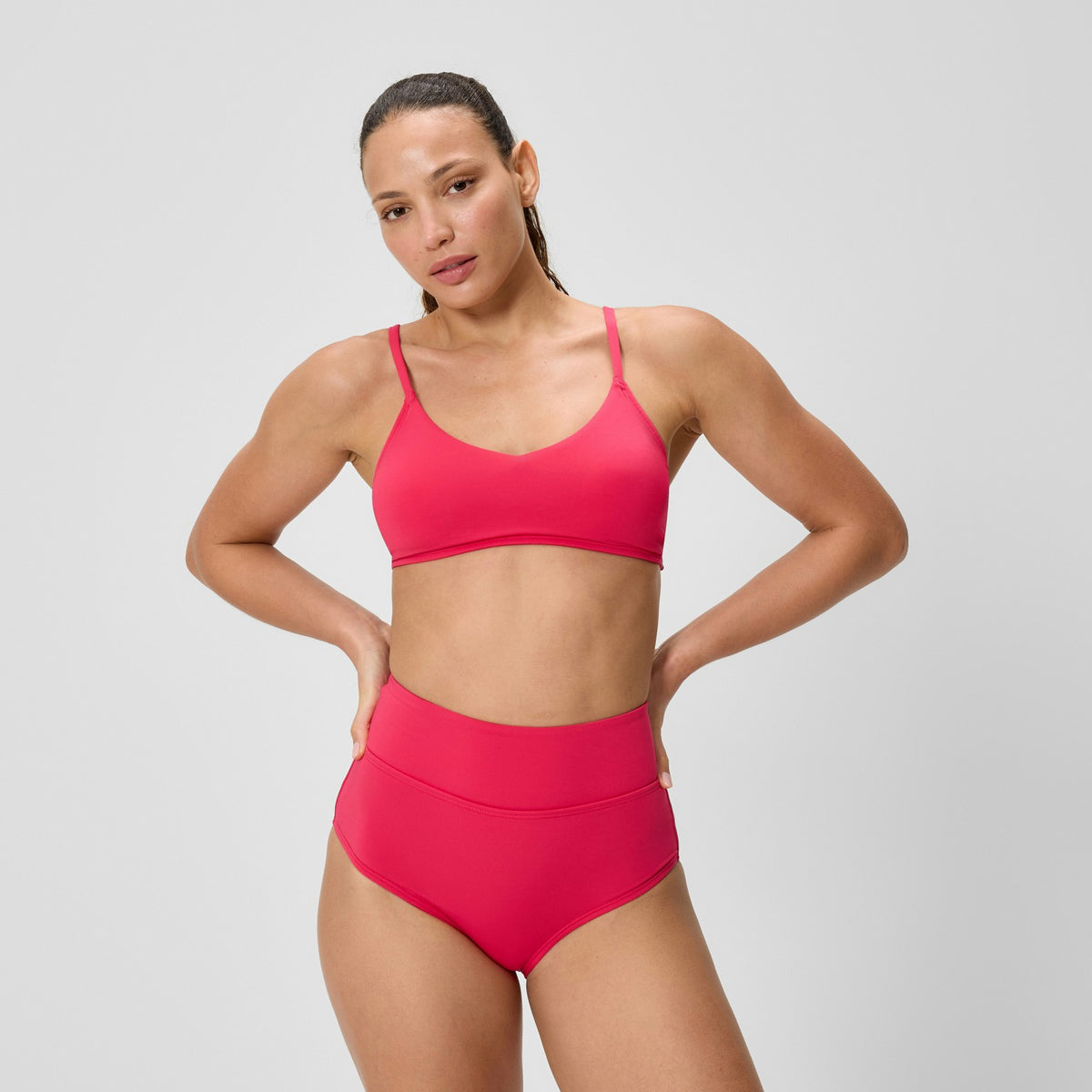 Speedo Solid Triangle Bikini Top Ruby