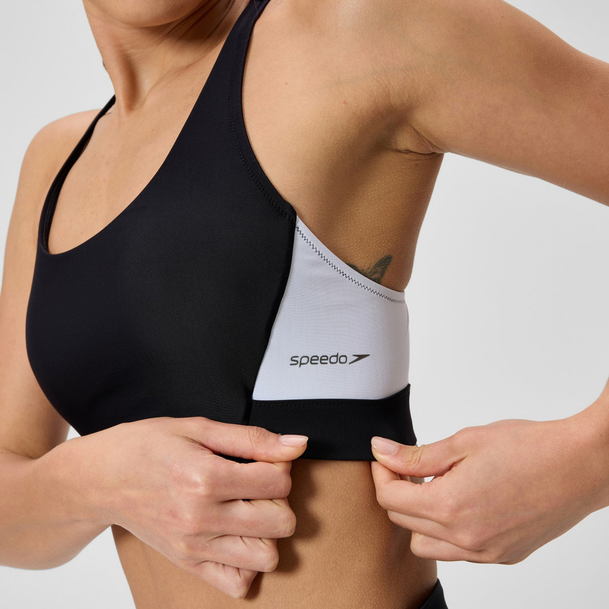 Speedo Colourblock Bikini Top Black/White