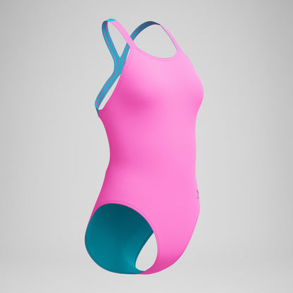 Speedo Club Training Powerback Swimsuit Pink/Blue
