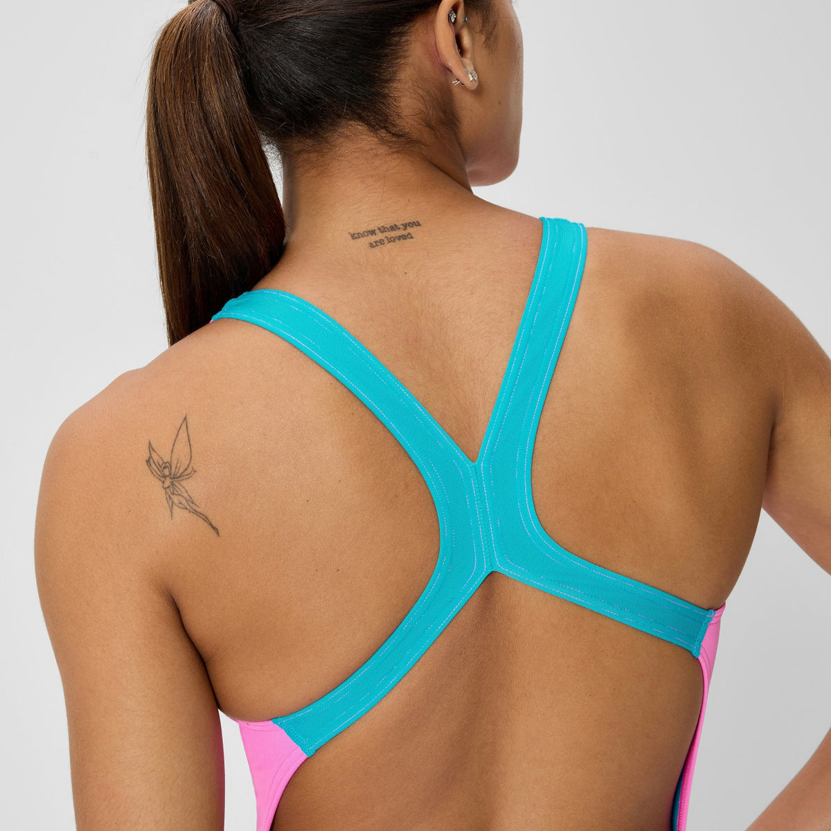 Speedo Club Training Powerback Swimsuit Pink/Blue