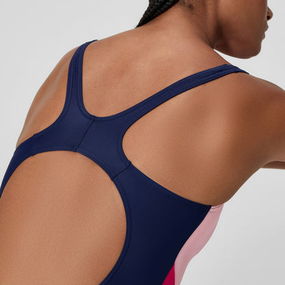 Speedo Colorblock Splice 2.0 One Piece Navy/Pink
