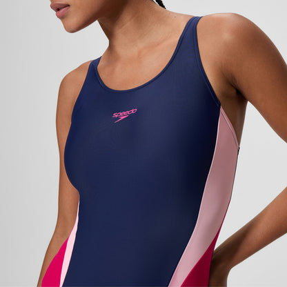 Speedo Colorblock Splice 2.0 One Piece Navy/Pink