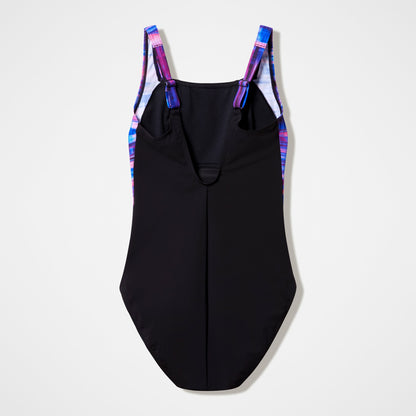 Speedo Luna Lustre Printed Swimsuit Black/Pink