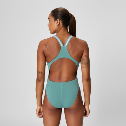 Speedo V Class Performance Back Swimsuit Storm Green
