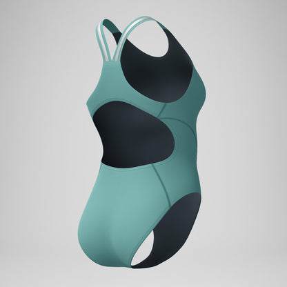 Speedo V Class Performance Back Swimsuit Storm Green