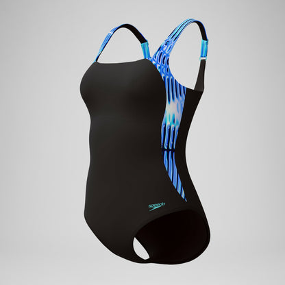 Speedo Shaping Printed LunaLustre Swimsuit Navy/Purple