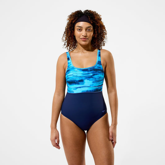 Speedo Contour Eclipse Printed Swimsuit Navy/Blue
