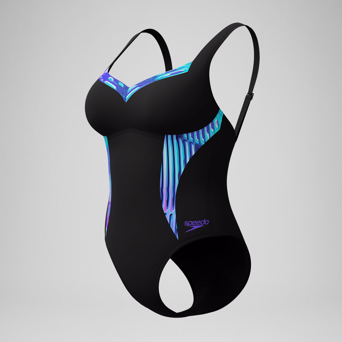 Speedo Shaping Printed LunaElustre Swimsuit Black/Purple