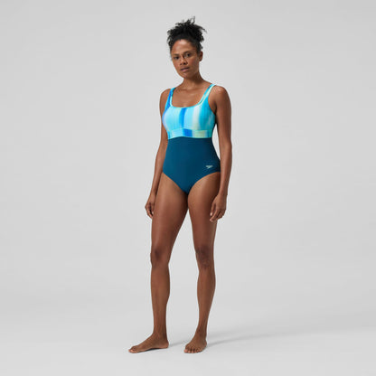 Speedo Shaping Printed Contour Eclipse Swimsuit DarkTeal/Green