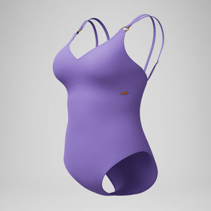 Speedo Shaping Strappy Swimsuit Purple