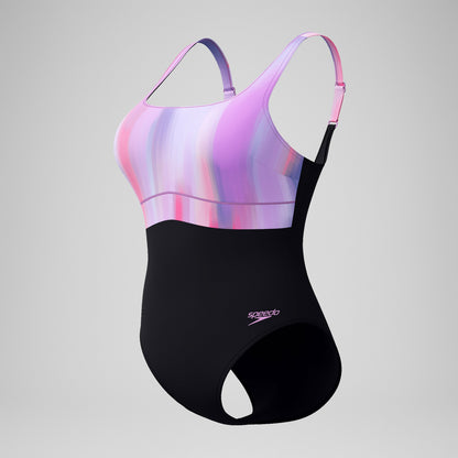 Speedo Shaping Printed Contour Eclipse Swimsuit Black/Pink