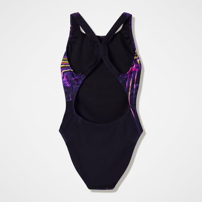 Speedo Club Training Printed Powerback Swimsuit Purple/Black