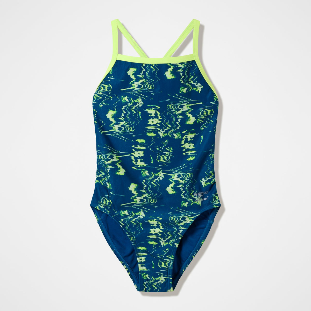 Speedo Club Training Printed Turnback Swimsuit Blue/Green