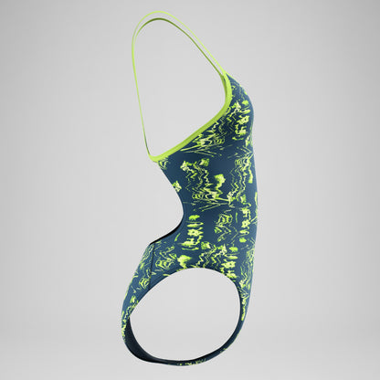 Speedo Club Training Printed Turnback Swimsuit Blue/Green
