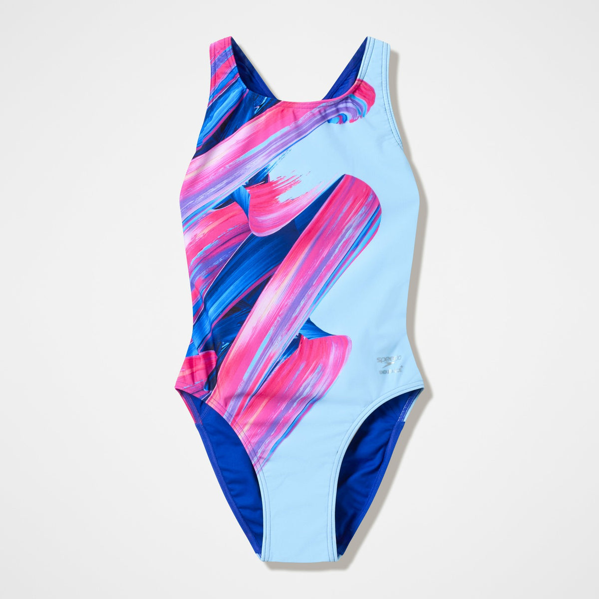 Speedo Club Training Printed Powerback Swimsuit Blue/Pink