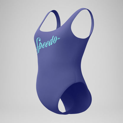 Speedo Logo Deep U-Back Swimsuit Blue