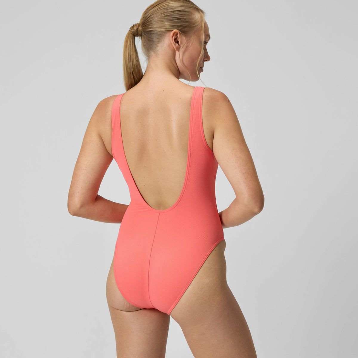 Speedo Textured Deep U-Back Swimsuit Coral