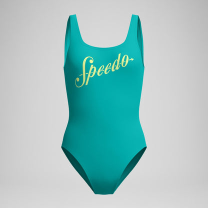 Speedo Logo Square Back Swimsuit Turquoise
