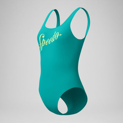 Speedo Logo Square Back Swimsuit Turquoise