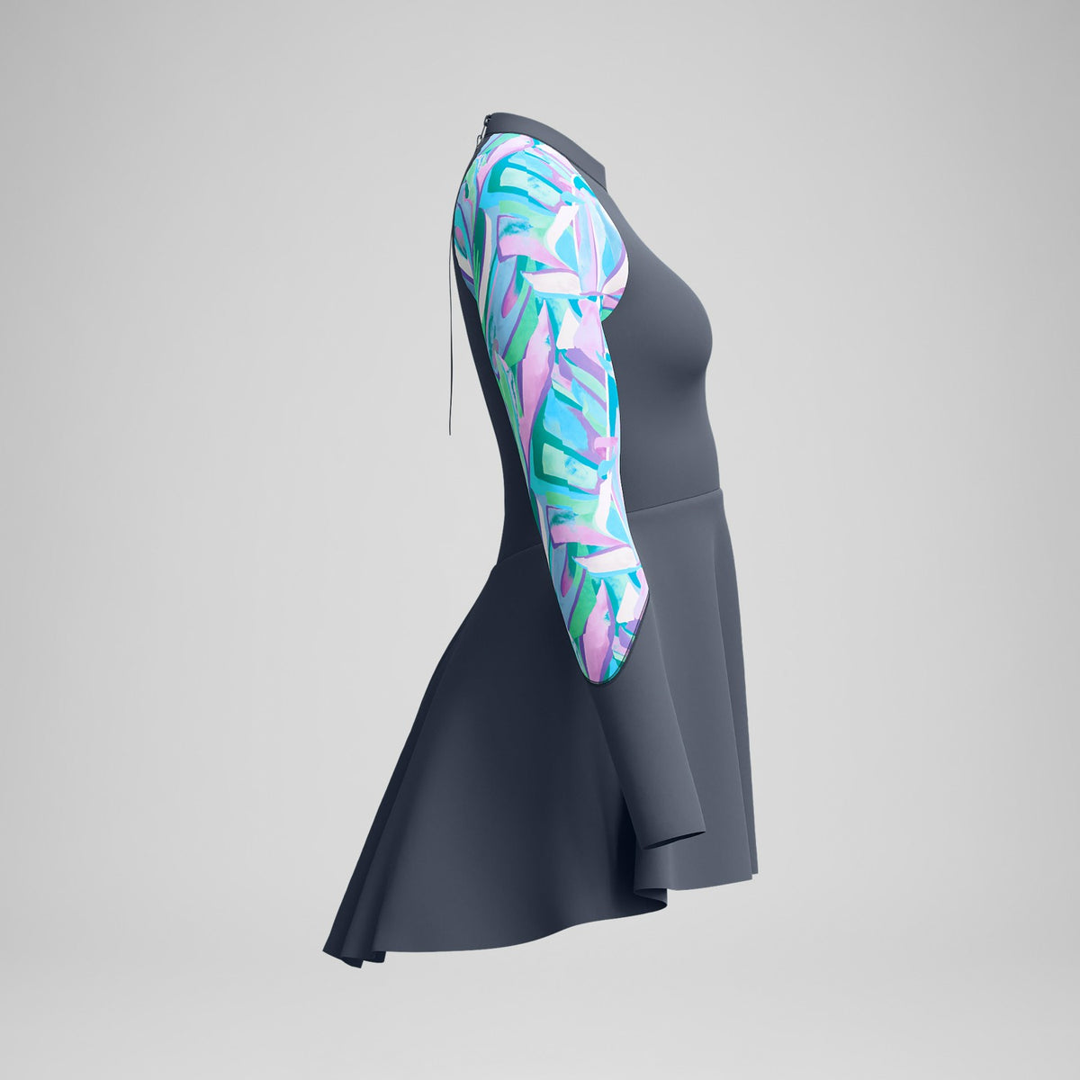 Speedo Long Sleeve Swim Dress Grey/Turquoise