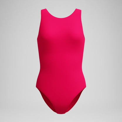 Speedo Solid High Neck Swimsuit Ruby