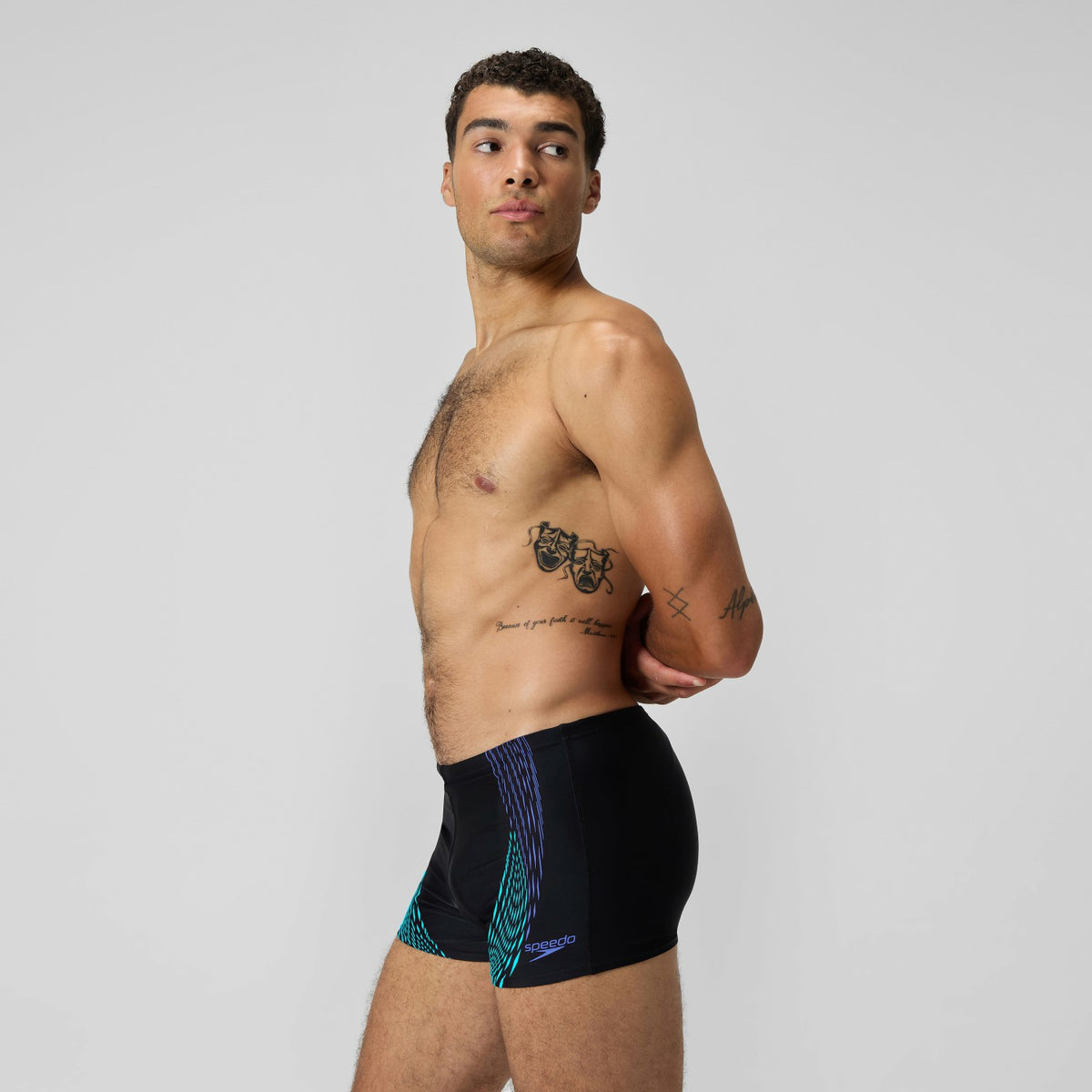 Speedo Duo Logo Print Aquashorts Black/Blue