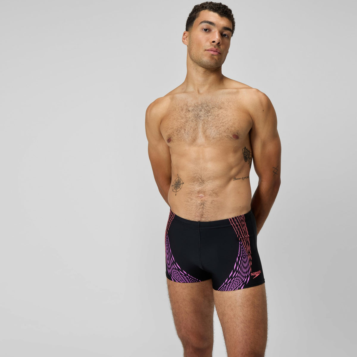 Speedo Duo Logo Print Aquashorts Black/Coral