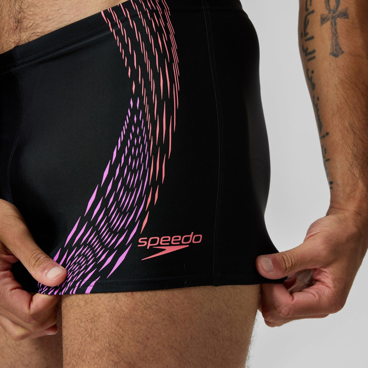 Speedo Duo Logo Print Aquashorts Black/Coral