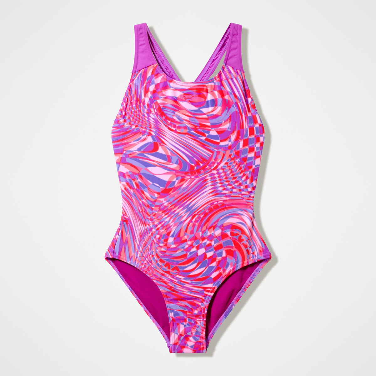Speedo Girls Printed Splashback Swimsuit Pink