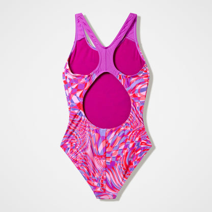 Speedo Girls Printed Splashback Swimsuit Pink