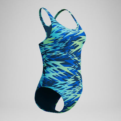 Speedo Hyperboom Printed Medalist Swimsuit Blue/Green
