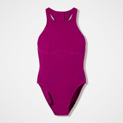 Speedo Racerback Zip Swimsuit Dark Pink