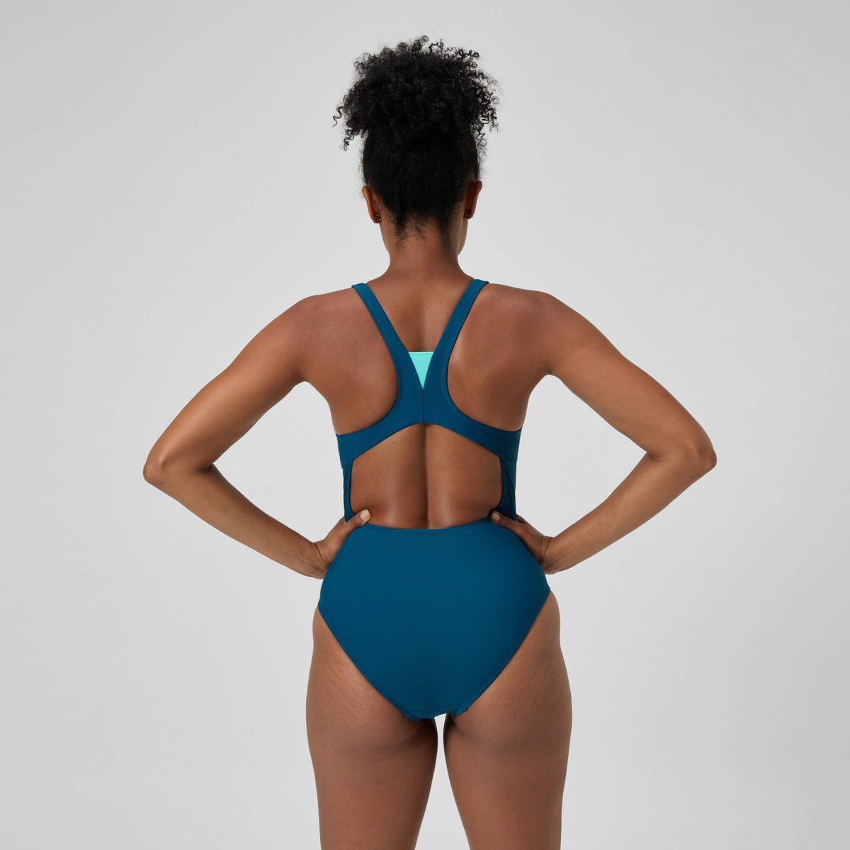 Speedo Solid Highneck Swimsuit Dark Teal