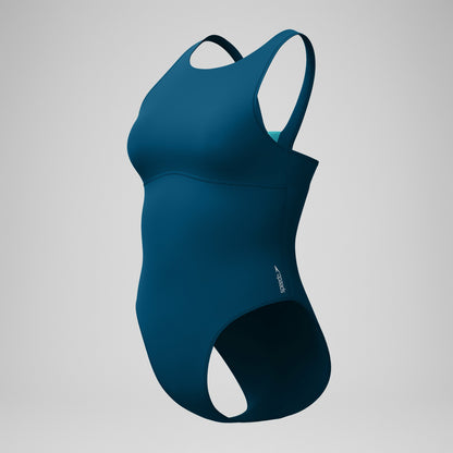 Speedo Solid Highneck Swimsuit Dark Teal