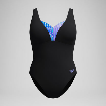 Speedo Shaping Printed OpusGem Swimsuit Black/Blue