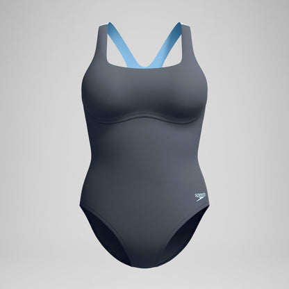 Speedo Flex Band with Built in Swim Bra Swimsuit Grey/Blue
