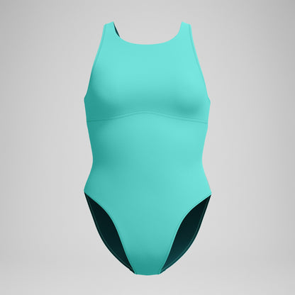 Speedo Solid Highneck One Piece Turquoise