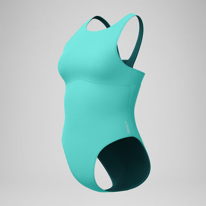 Speedo Solid Highneck One Piece Turquoise