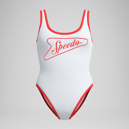 Speedo Jetstream Solid Bound Scoop Swimsuit Red/White