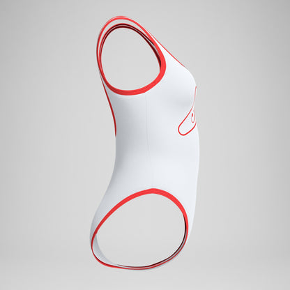 Speedo Jetstream Solid Bound Scoop Swimsuit Red/White