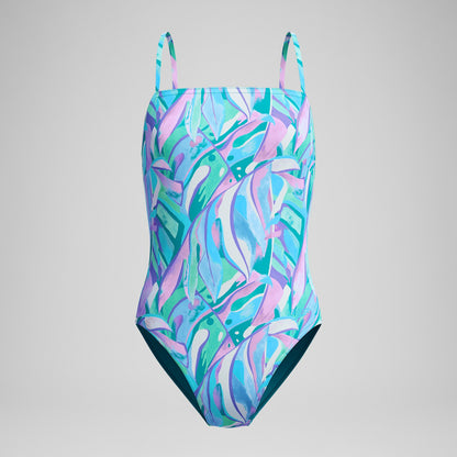 Speedo Printed Adjustable Thinstrap Swimsuit Green/Pink
