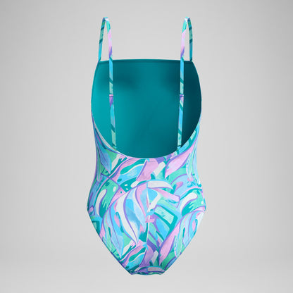 Speedo Printed Adjustable Thinstrap Swimsuit Green/Pink